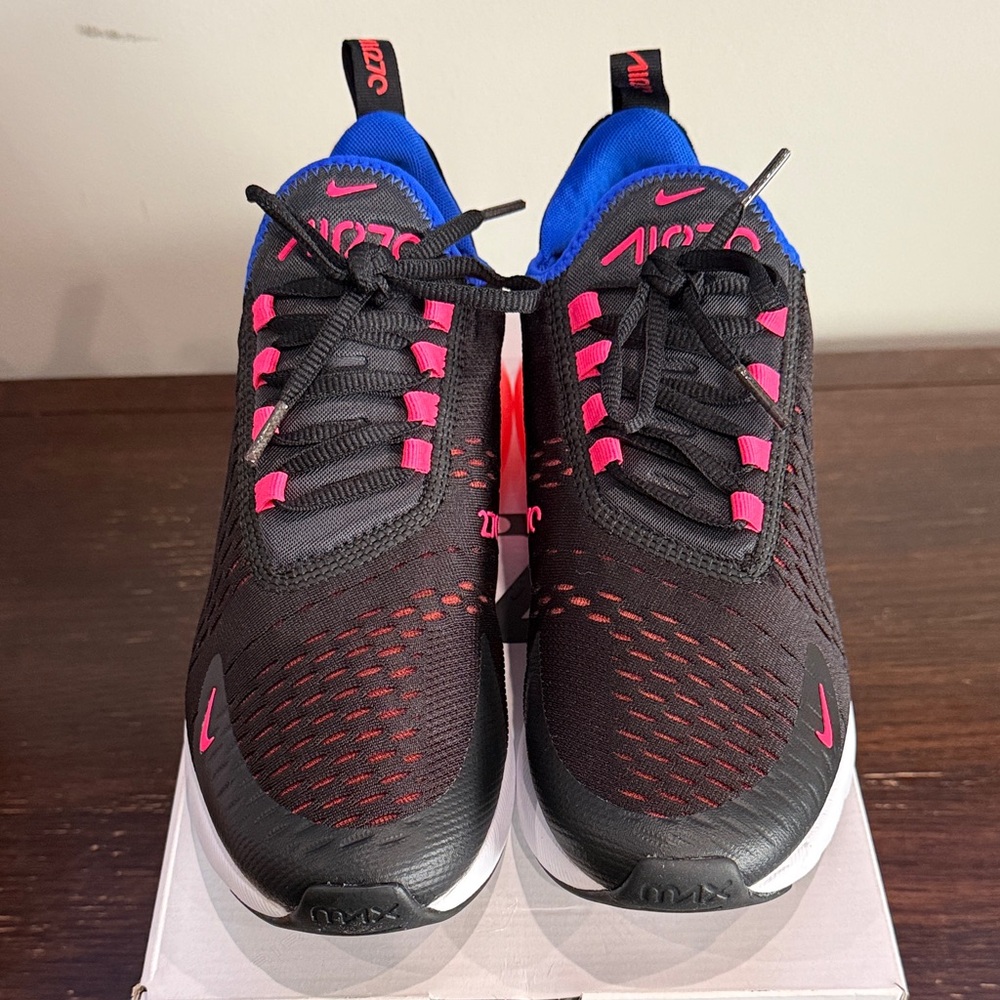 Nike Air Max 270 women’s Black Sneakers w/ Pink Accents & Blue Inner Lining